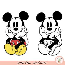 mickey mouse vintage cute cuddly sitting, color layered,svg clipart images digital download sublimation cricut