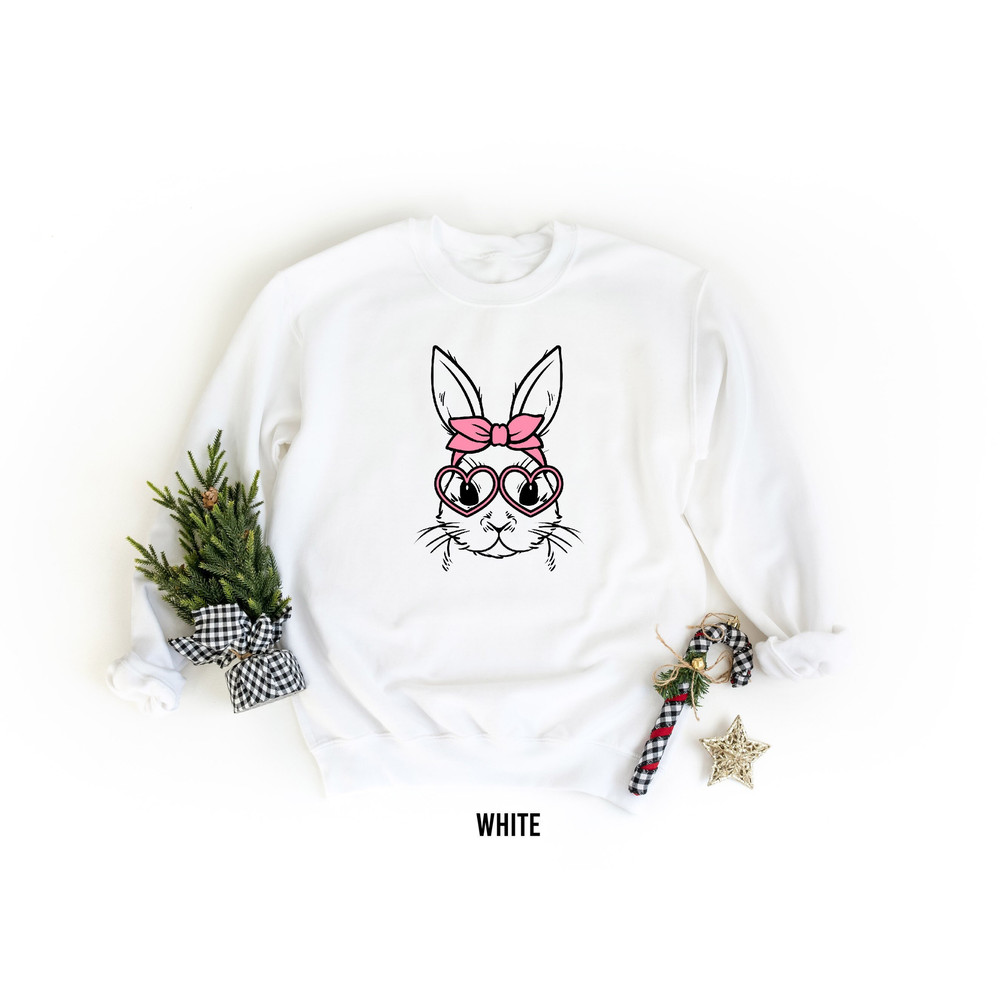 Bunny with Glasses Bandana Sweatshirt, Easter Bunny Sweater For Woman, Easter Bunny Graphic Sweater, Easter Shirt,Easter Bunny Long-sleeve.jpg
