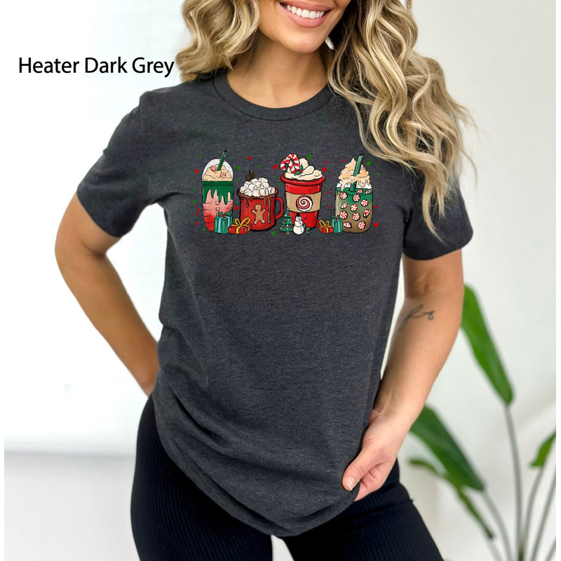 Christmas Coffee Shirt, Peppermint Iced Latte Snowmen T-Shirt, Christmas Latte Shirt, Warm Cozy Winter Shirt, Coffee Lover Gift, Xmas Tees.jpg