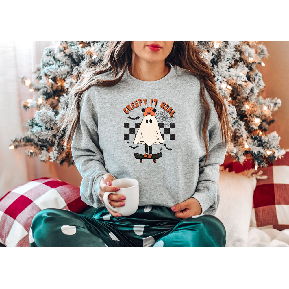 Creep It Real Sweatshirt, Retro Halloween Sweater, Vintage Halloween Sweatshirt, Women Halloween Shirt, Halloween Party, Halloween Gift.jpg