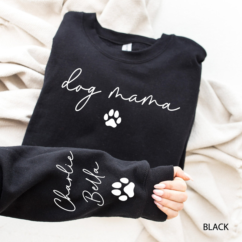 Custom Dog Mama Sweatshirt with Pet Name on Sleeve, Dog Mom Sweater, Personalized Dog Paw, Mothers Day Gift, Dog Mama Shirt,Gift for Dog Mom 1.jpg