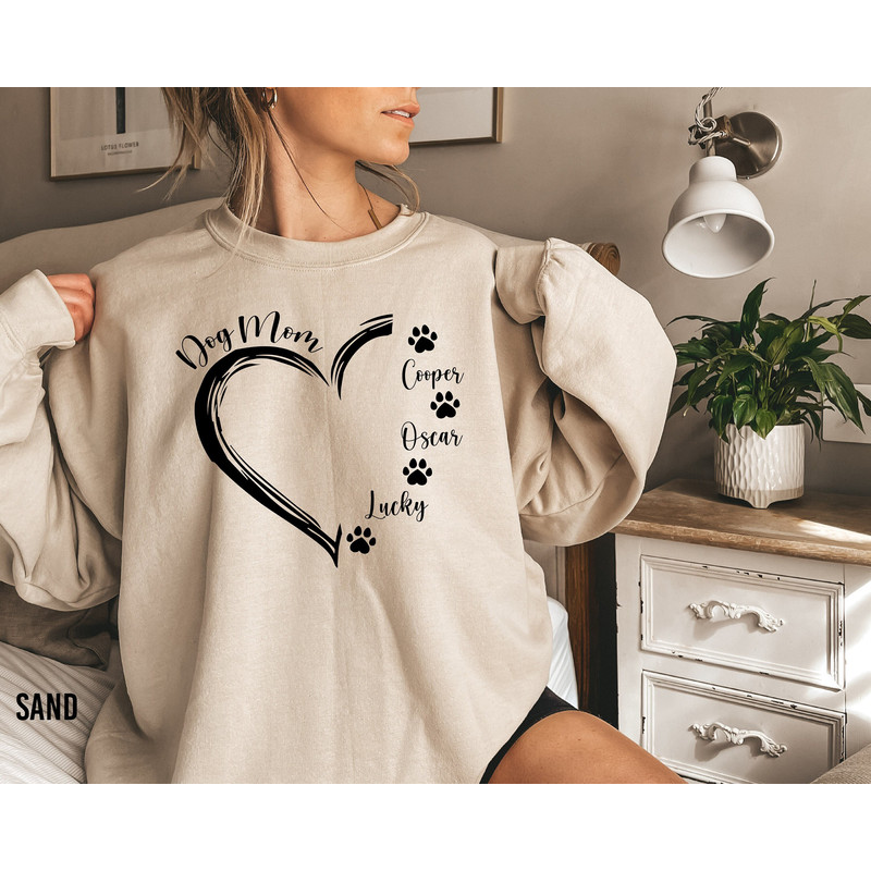 Custom Dog Mom Sweatshirt with Pet Name, Personalized Dog Name Shirt, Custom Dog Mom Shirt, Dog Mom Gift, Fur Mama Apparel, Dog Lover Shirt 1.jpg