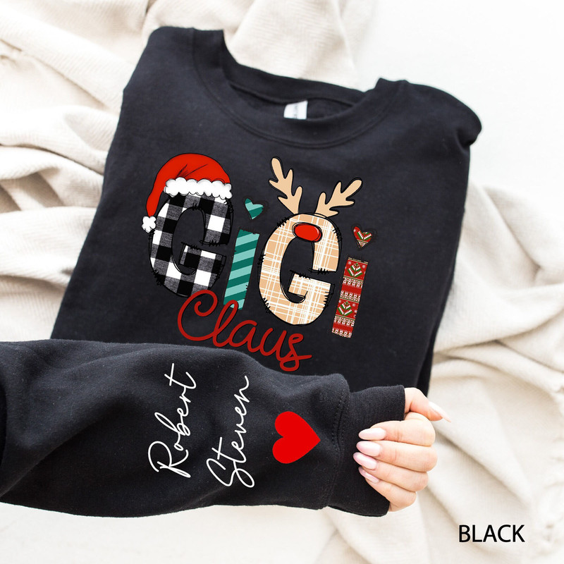 Custom Gigi Sweatshirt with Children Name on Sleeve, Gigi Sweatshirt, Christmas Grandma Claus Sweatshirt, Personalized Sweater, Gift for Mom.jpg