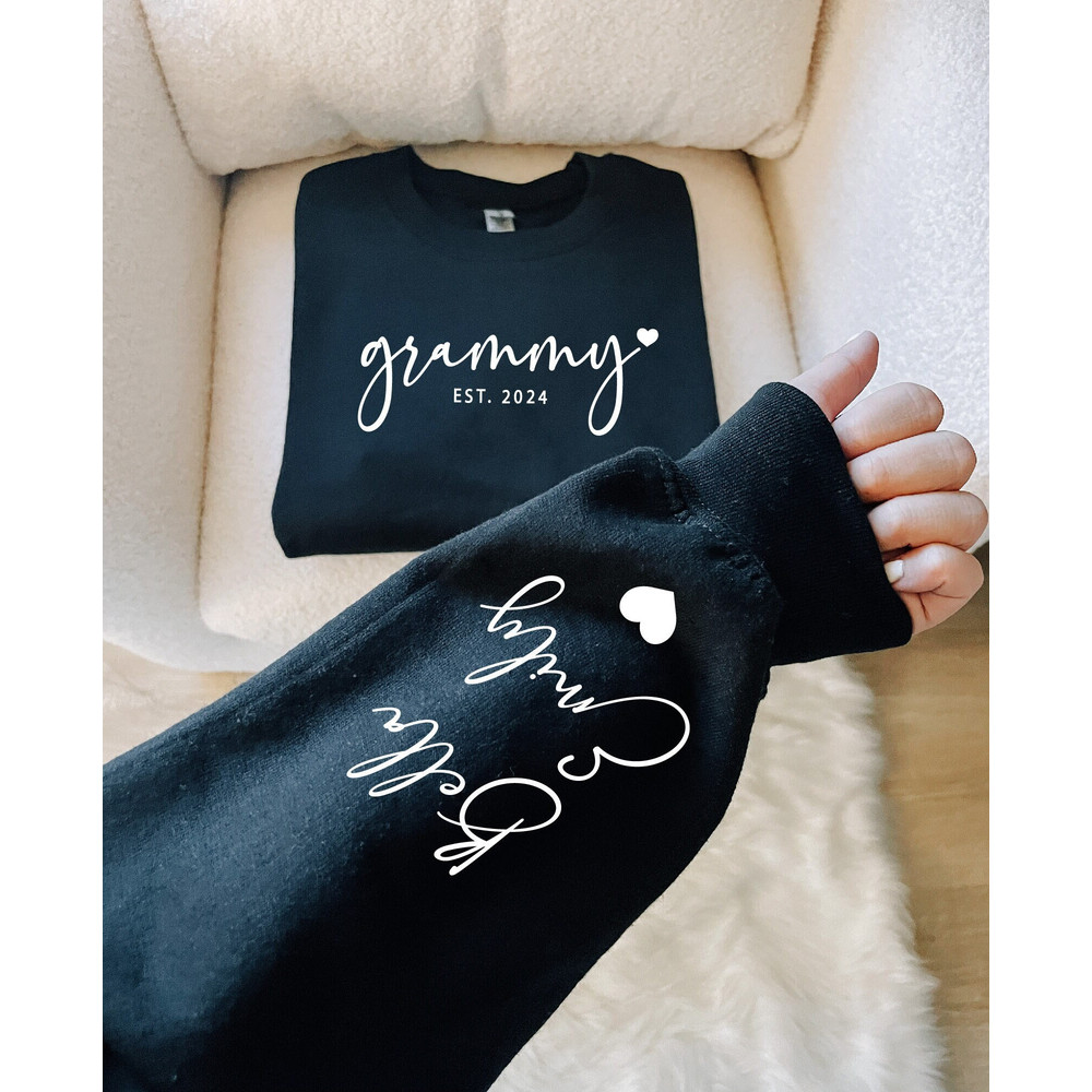 Custom Grammy Sweatshirt Kids Name on Sleeve, Personalized Grammy Sweatshirt, Gift for Mom, Mothers Day Shirt, Grandma Gift, New Mom Sweater.jpg