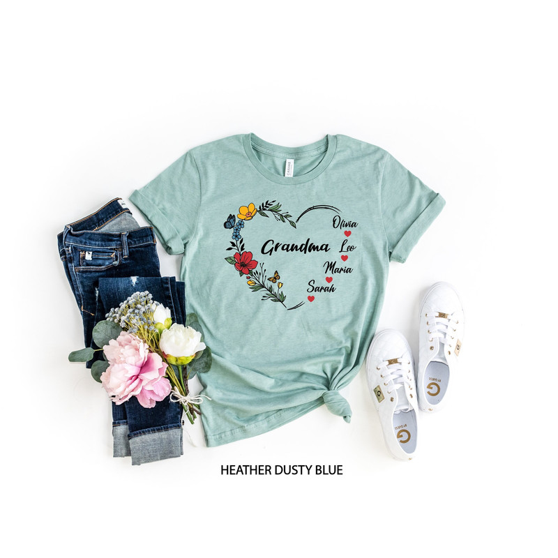 Custom Grandma Shirt, Personalized Grandma Shirt for Mother's Day, Mama Shirt with Grandkids Name, Floral Custom Tee, Nana Mimi Abuela Shirt 1.jpg