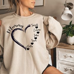 Custom Mommy Heart with Children Names Sweatshirt, Custom Mom Sweatshirt, Mothers Day Gift, Gift for Mom, Personalized M
