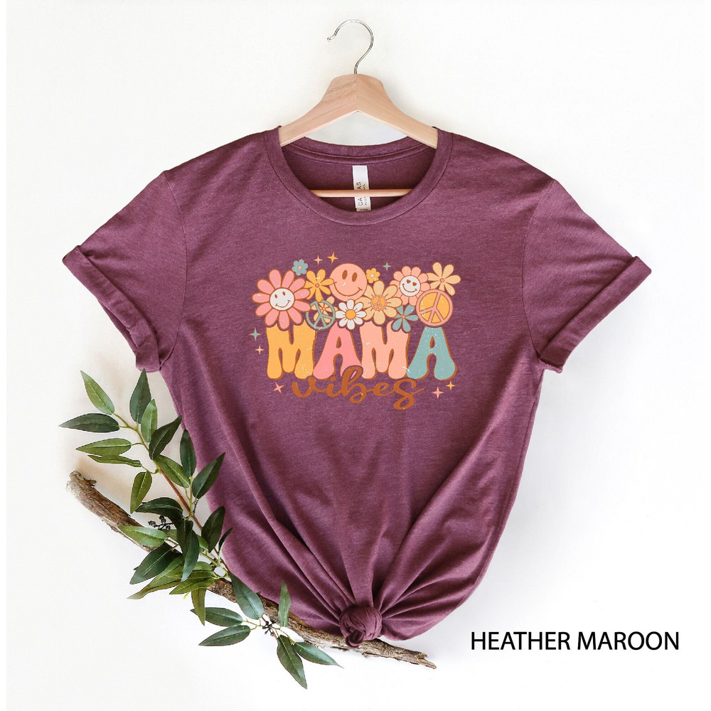 Floral Mama Vibes Shirt, Retro Mama Vibes Shirt, Groovy Mama Shirt, Mother Tee, Mom Tee, Cute Mom Shirt, Mother's Day Gift, Mother's Day Tee.jpg