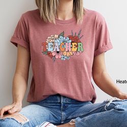 floral teacher shirt, retro floral teacher shirt, teacher appreciation tee, wildflower teacher shirt, cute teacher t-shi