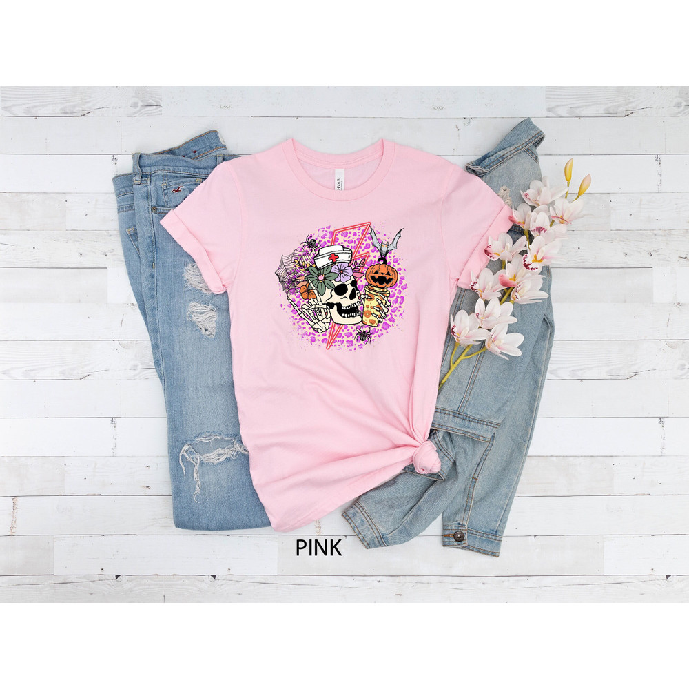 Halloween Nurse Shirt, Vintage Halloween T-Shirt, Pumpkin Skeleton, Halloween Nursing Tee, Nurse Halloween, Nurse Fall Shirt, Spooky Season.jpg