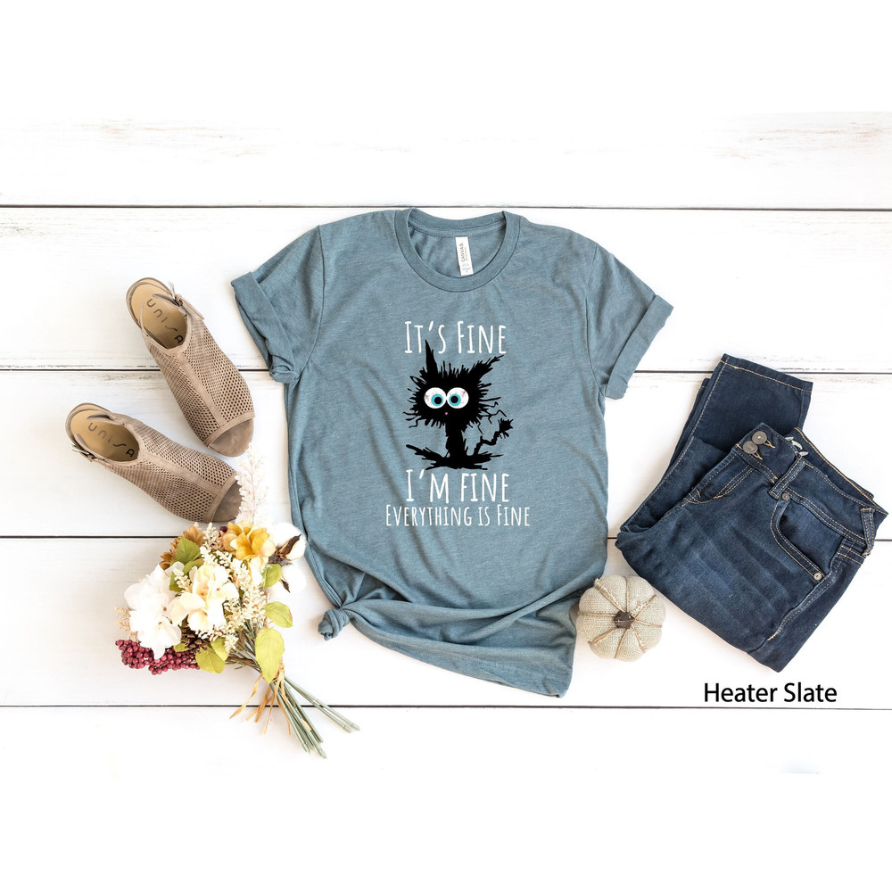 It's Fine I'm Fine Everything Is Fine Shirt, I'm Fine Shirt, Cat Shirt, Mental Shirt, Motivational Shirt, Positivity Shirt, Introvert Shirt.jpg