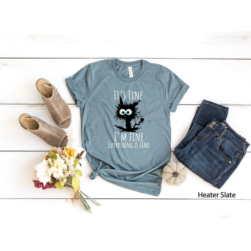 It's Fine I'm Fine Everything Is Fine Shirt, I'm Fine Shirt, Cat Shirt, Mental Shirt, Motivational Shirt, Positivity Shirt, Introvert Shirt.jpg