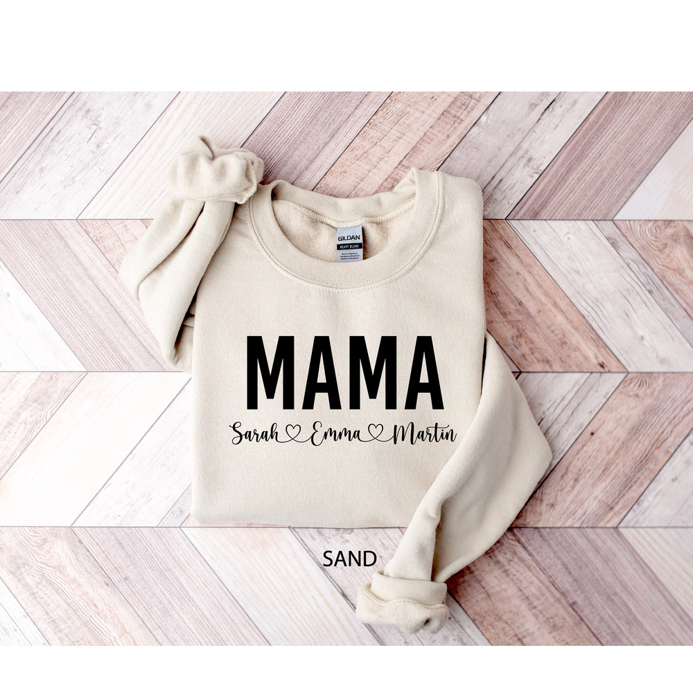 Mama With Children Names Sweatshirt, Personalized Mom Shirt, Custom Mama Sweater, Mother's Day Shirt, Mama Shirt with Names, Gift for Mom.jpg