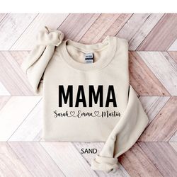 Mama With Children Names Sweatshirt, Personalized Mom Shirt, Custom Mama Sweater, Mothers Day Shirt, Mama Shirt with Nam