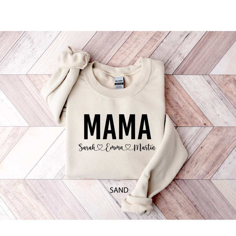 Mama With Children Names Sweatshirt, Personalized Mom Shirt, Custom Mama Sweater, Mother's Day Shirt, Mama Shirt with Names, Gift for Mom.jpg