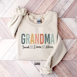Personalized Grandma Sweatshirt with Names, Custom Grandma Sweatshirt, Nana With Children Names Apparel, Gift For Grandm