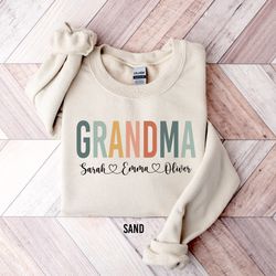 personalized grandma sweatshirt with names, custom grandma sweatshirt, nana with children names apparel, gift for grandm