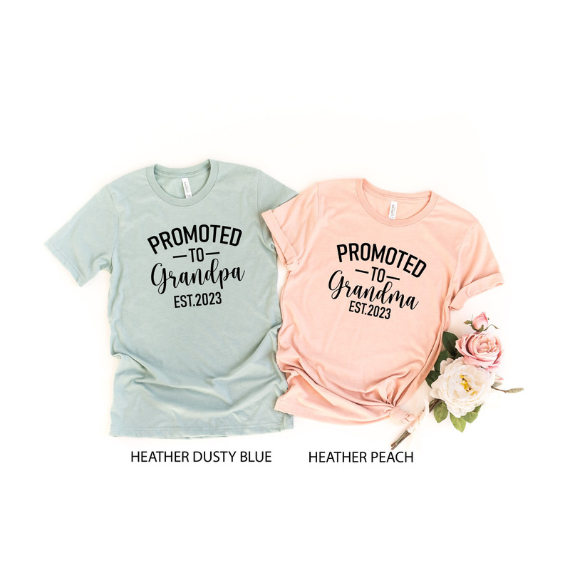 Promoted to Grandma Grandpa EST 2023, Baby 2023, Pregnancy Announcement Grandparents, Grandma Grandpa Shirts, Pregnancy Announcement Shirt.jpg