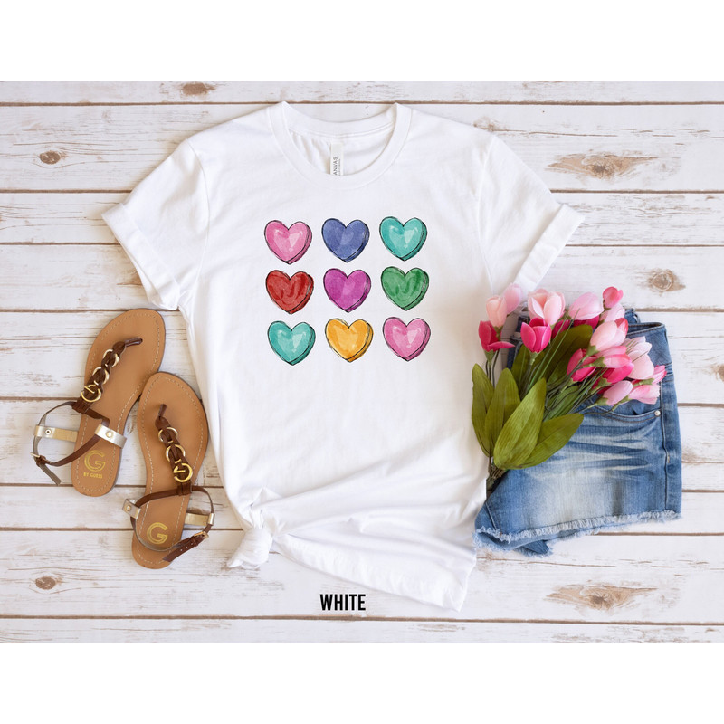 Watercolor Heart Tee, Heart Graphic Shirt, Love Sweat, Watercolor Heart Shirt, Valentine's Day Shirt, Teachers Valentines Shirt, Cute Hearts.jpg