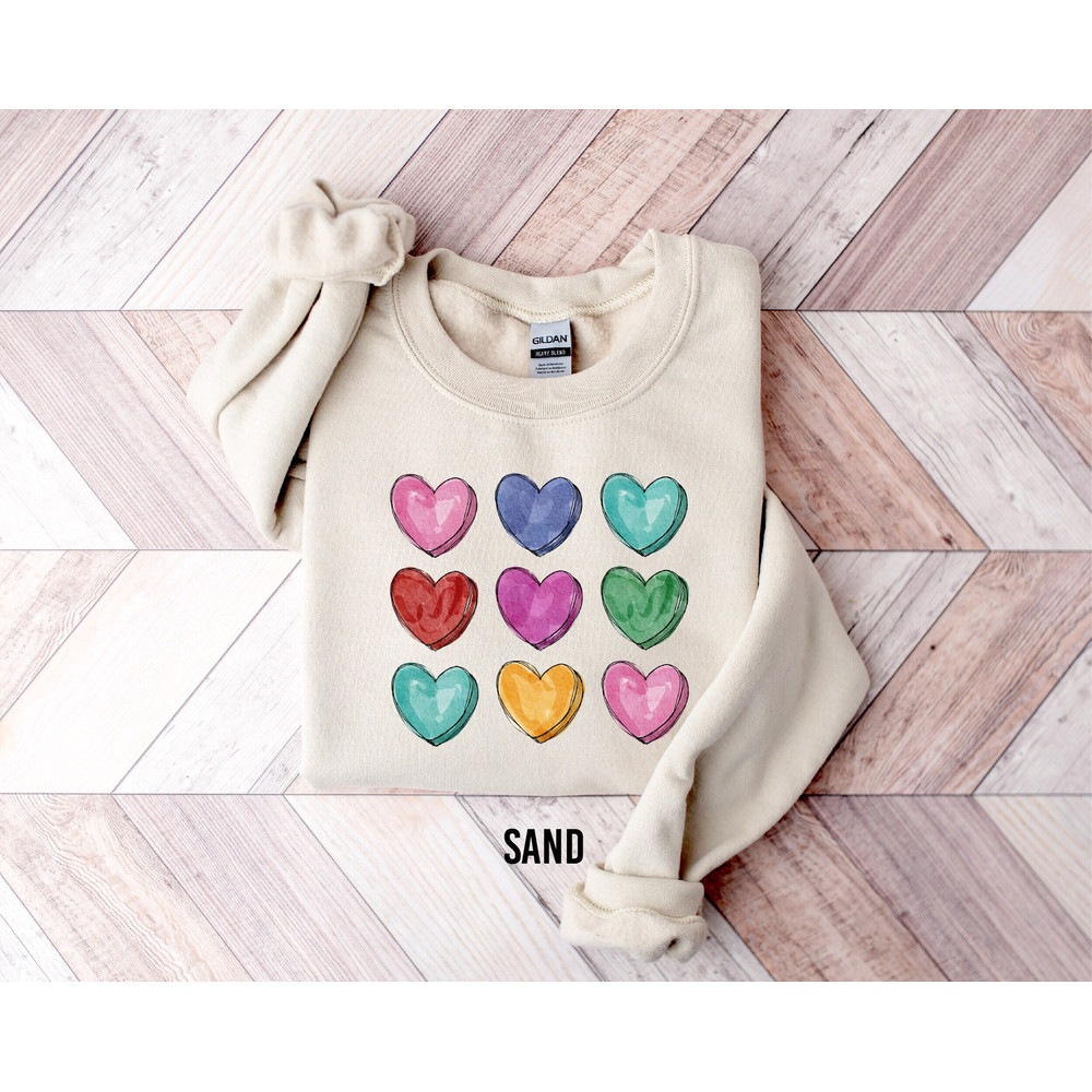 Watercolor Hearts Sweatshirt, Valentine's Day Sweatshirt, Rainbow Hearts Sweater, Valentines Pullover, Valentines Day Rainbow Hearts Apparel.jpg