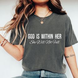 bible verse shirt, god is within her she will not fall shirt, christian bible verse shirt, aesthetic christian shirt, fa