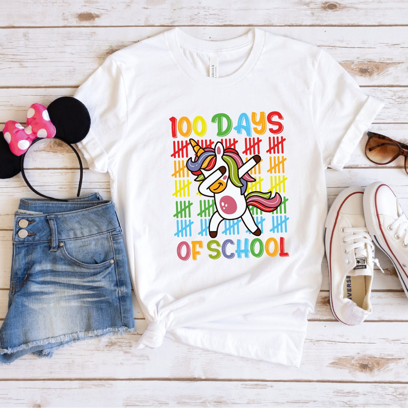 Funny Unicorn 100 Days of School Shirt, 100 Days Gift for School Kid, Unicorn T-Shirt, 100th Day Of School Celebration, Student Tee, ALC361.jpg