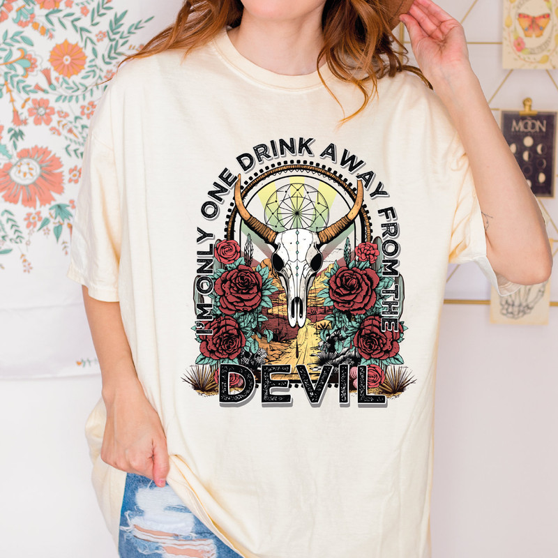I'm Only One Drink Away From The Devil Shirt, Jelly Roll Shirt, Drinking Shirts, Country Music Shirt, Only Retro Country Shirt, ALC459.jpg