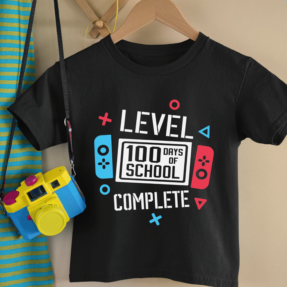 Level 100 Days of School Completed Shirt, 100 Days Of School Shirt Boys, Game Lover Gift, Level Completed Shirt, Funny School Shirt, ALC409.jpg
