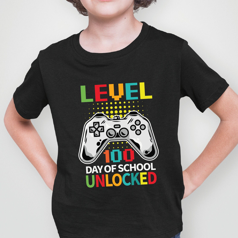 Level 100 Days Of School Unlocked Shirt, 100 Days of School Shirt, Game Lover Gift, 100 Magical Days Of School, Funny School Shirt, ALC334.jpg