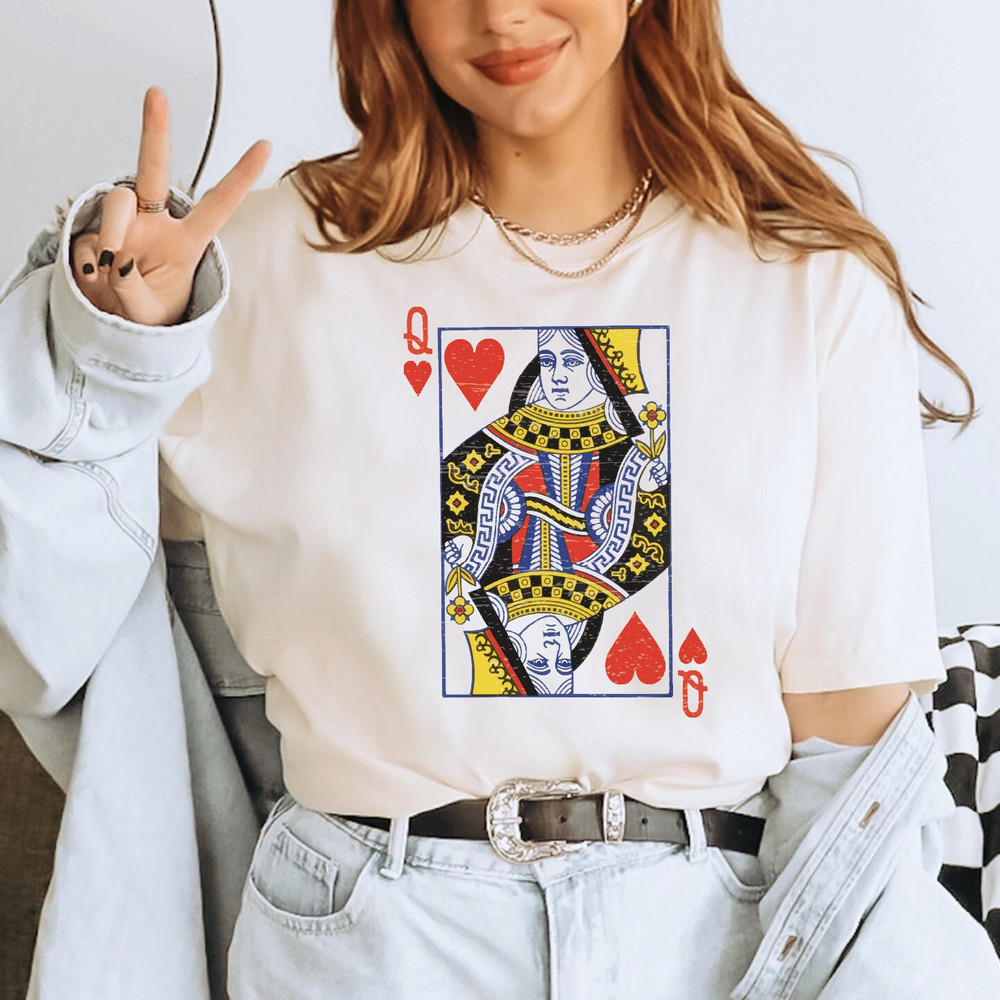 Queen of Hearts Graphic Tee Shirt for Women, Queen of Hearts Shirt, Playing Cards, Vintage Feminist Tee, Valentine's Day Shirt, ALC431.jpg