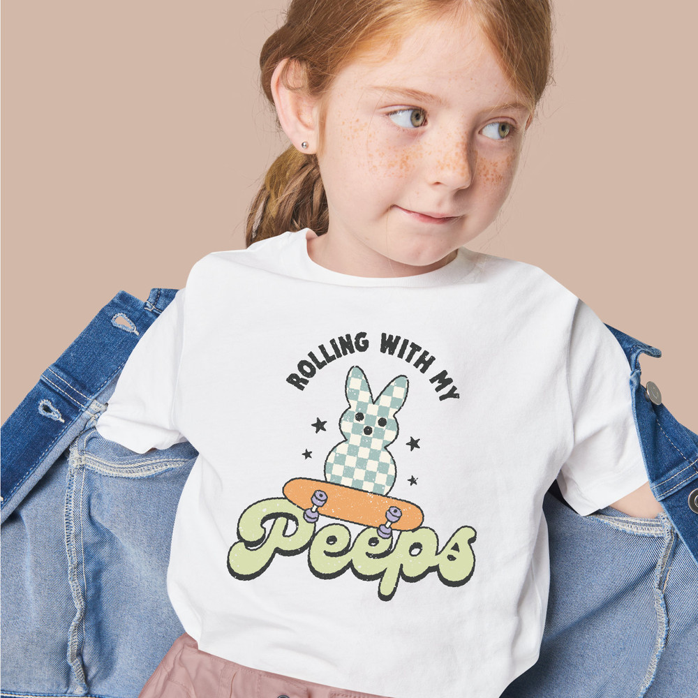 Retro Rolling With My Peeps Shirt, Rolling With My Peeps Shirt, Cute Kids Easter Bunny Shirt, Funny Easter Rabbit Shirt, Easter Shirt,ALC451.jpg