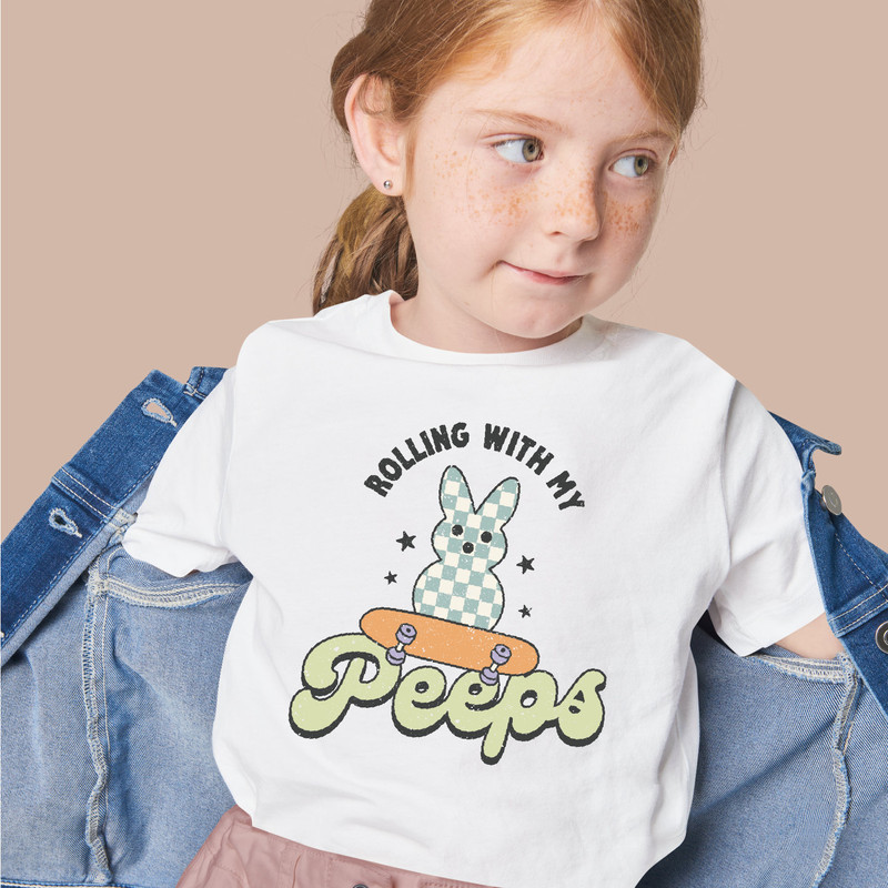 Retro Rolling With My Peeps Shirt, Rolling With My Peeps Shirt, Cute Kids Easter Bunny Shirt, Funny Easter Rabbit Shirt, Easter Shirt,ALC451.jpg