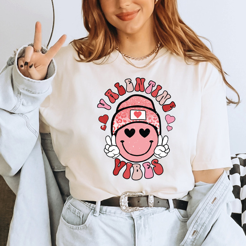 Valentine Vibes Shirt, Valentines Face Happy Shirt, Love Vibes Shirt, Valentine's Day Shirt, Cute Face Shirt, Couple Shirt Gift, ALC393.jpg