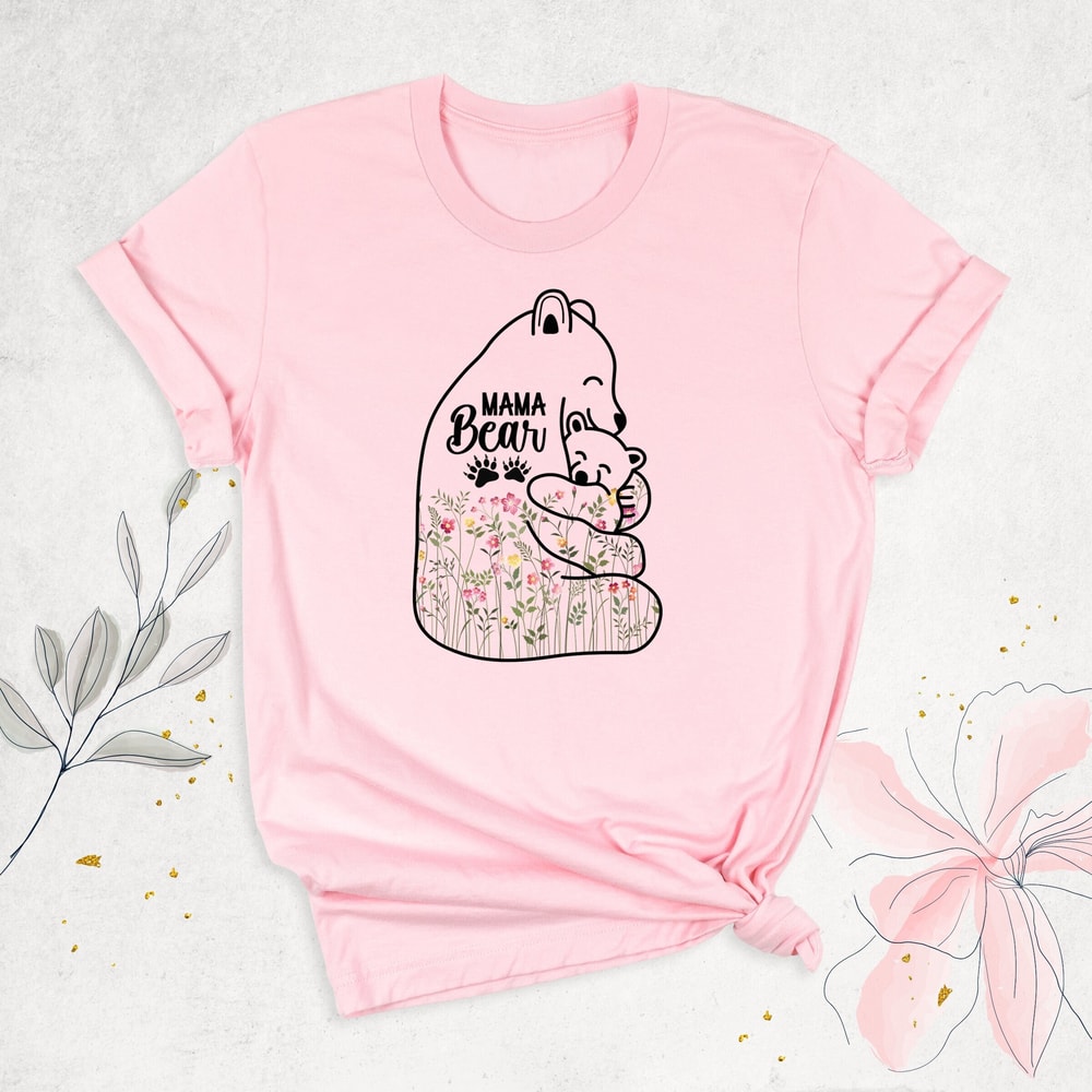 Floral Mama Bear and Baby Shirt, Mom Shirt, Mother's Day Shirt, Wildflowers Mommy Shirt, Mom Life Shirt, New Mom Shirt, Baby Shower Gift Tee.jpg
