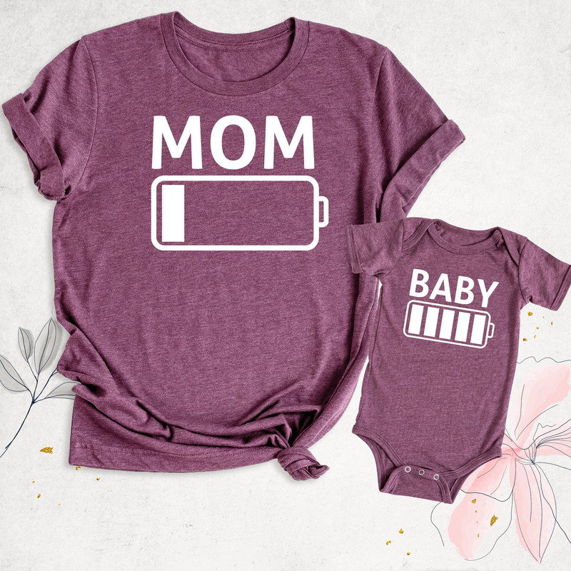 Funny Mom Shirt, Mommy Son Daughter Matching Shirt, Low Battery Mom Shirt, Mommy and Me Shirt, Boy Mama Shirt, Baby Shower Gift, Mothers Day.jpg