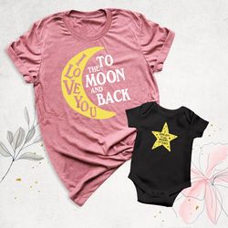 mama and mini shirt, love you to the moon and back tees, mommy and me shirt