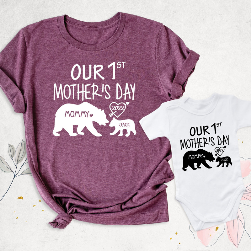Our 1st Mother's Day Shirt, Mommy and Me Outfits, First Mothers Day Matching Shirt, Mom and Baby Bodysuit, New Mom Gift Tee,Custom with Name.jpg