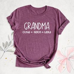personalized grandma shirt, nana shirt, grandma gift shirt, grandkids name shirt,