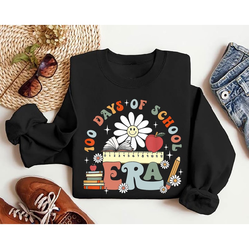 In My 100 Days Era Sweatshirt, Teacher 100 Days of School Shirt, 100th Day of School, Teacher Shirt, Teacher Life, Teacher Appreciation Gift.jpg