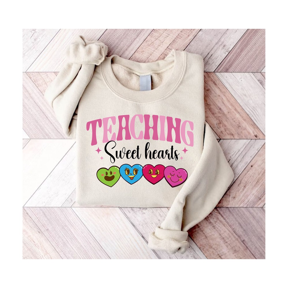 Teaching Sweethearts Sweatshirt, Teacher Valentines Hoodie, Retro Valentines Day Sweater, Valentines Shirts, Teacher Valentines Gift.jpg