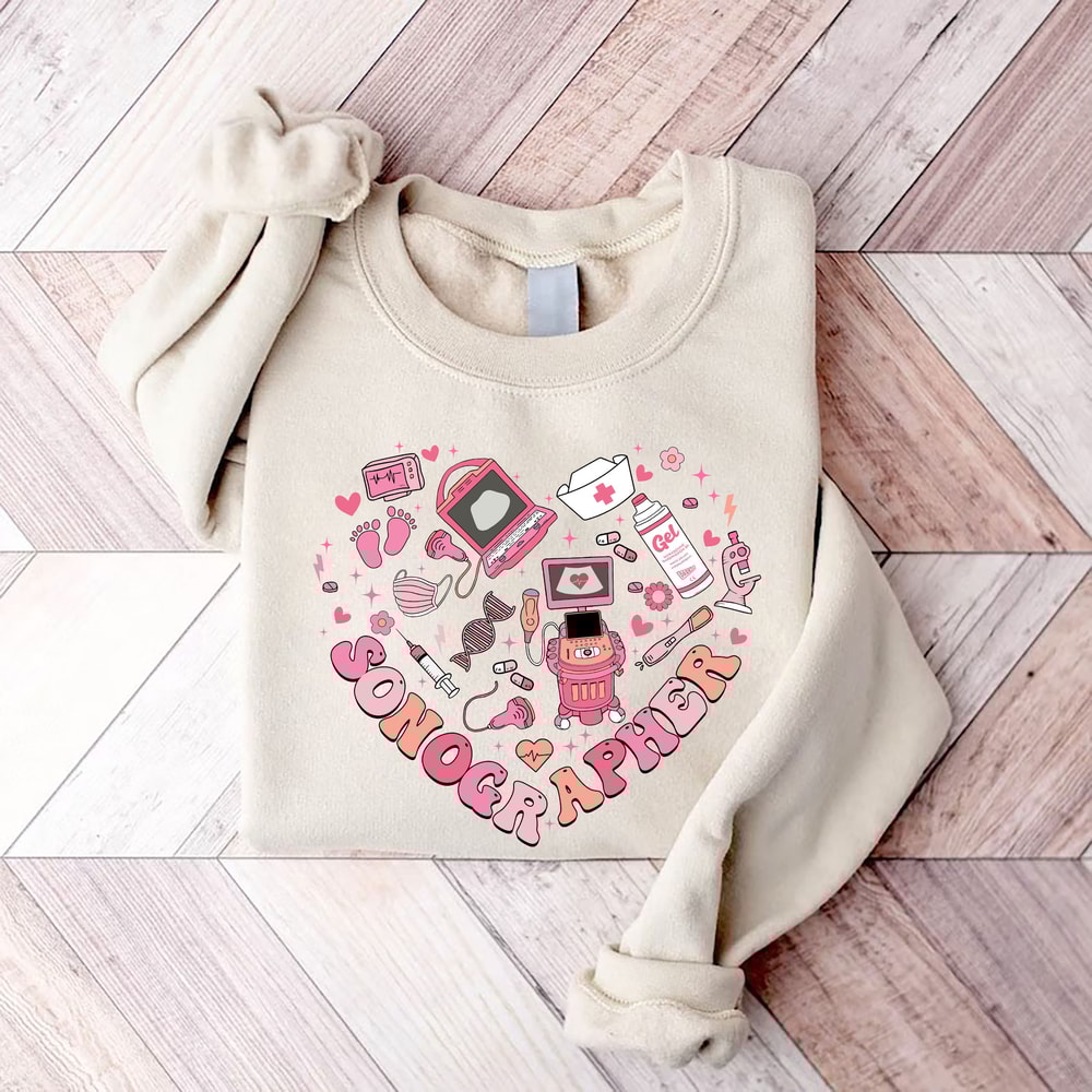 Valentine Sonography Tech Sweatshirt, Vday Sonographer, Heart Transducer Ultrasound tech, Cardiac Radiology, Ultrasound Machine Heart Shaped.jpg