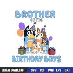brother of the birthday boys bluey heeler family svg, bluey birthday svg, birthday svg, svg designs, digital download