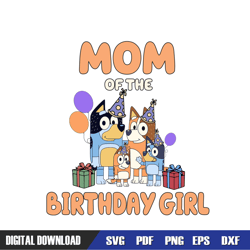 mom of the birthday girl bluey heeler family svg, bluey birthday svg, birthday svg, svg designs, digital download