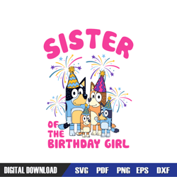 sister of the birthday girl bluey family svg, bluey birthday svg, birthday svg, svg designs, digital download
