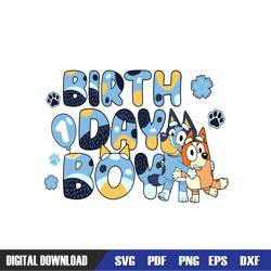 first birthday boy bluey and bingo family svg, bluey birthday svg, birthday svg, svg designs, digital download