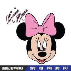 smiling face disney girl minnie mouse signature svg, disney svg ,mickey mouse disney, svg designs, digital download