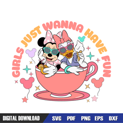 girls just wanna have fun minnie coffee cup svg, disney svg ,mickey mouse disney, svg designs, digital download