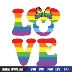 love minnie mouse rainbow lgbt pride svg, disney svg ,mickey mouse disney, svg designs, digital download