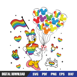 disney daisy duck lgbt pride balloon svg, disney svg ,mickey mouse disney, svg designs, digital download