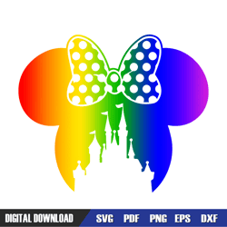 disney minnie rainbow head magic castle svg, disney svg ,mickey mouse disney, svg designs, digital download