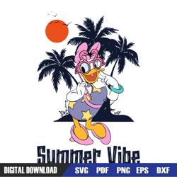 disney girl daisy duck summer vacation vibe svg, disney svg ,family vacation, svg designs, digital download